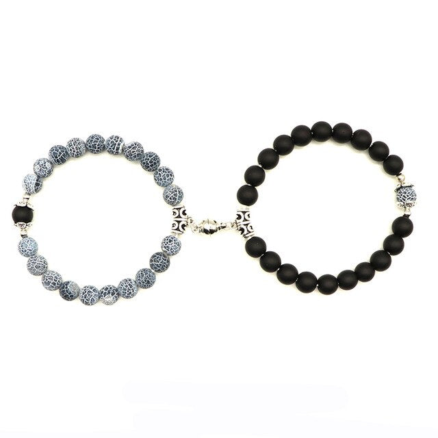 2pcs Beaded Couple Bracelet with Magnetic Clasp