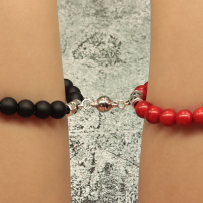 2pcs Beaded Couple Bracelet with Magnetic Clasp